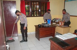 Personil Bag Ren Polres MTB Gelar Bersih-Bersih Cegah Covid 19