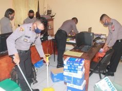 Mencegah Cegah Covid 19, Subbag Logistik Polres MTB Bersihkan Ruangan Kerja