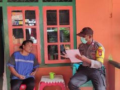 Bhabinkamtibmas Sambangi Warga RT 14/ RW 03 Desa Olilit Barat Guna Ajak Cegah Covid 19