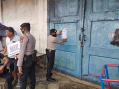 Satuan Samapta Polres MTB Gencar Tempelkan Maklumat Kapolri Tentang Pencegahan Covid 19
