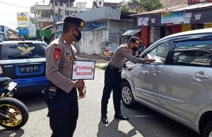 Satuan Samapta Polres MTB Bagikan Maklumat Kapolri Tentang Cegah Covid 19