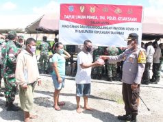 TNI Dan Polri Pada Wilkum Polres MTB, Bagun Dapur Umum Bagi Warga Dampak Covid 19