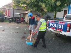 Cegah Covid 19, Sat Lantas Polres MTB Rutin Pembersihan Areal Kerja