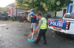Cegah Covid 19, Sat Lantas Polres MTB Rutin Pembersihan Areal Kerja