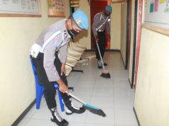 Personil Sipropam Polres MTB Rutin Bersihkan Ruangan Kerja Guna Cegah Covid 19