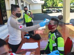 Personil Urkes Polres MTB Gelar Cek Suhu Tubuh Anggota Piket