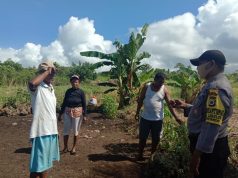 Kunjungi Warganya Yang Sedang Berkebun,Bhabinkamtibmas Desa Lorulun Ajak Untuk Cegah Covid 19 Serta Ajak Bercocok Tanam