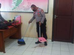 Lawan Virus Corona, Sat Binmas Polres MTB Rutin Bersihkan Ruangan Kerja