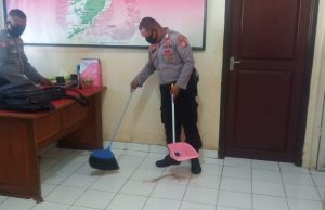 Lawan Virus Corona, Sat Binmas Polres MTB Rutin Bersihkan Ruangan Kerja