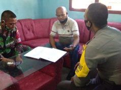 Bhabinkamtibmas Kabiarat ajak Patuihi Protokol Kesehatan Covid-19 dalam giat kordinasi tiga pilar di Desa