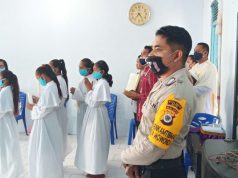 Misa Perayaan Ekaristi Kudus Stasi Wowonda mendapatkan Pengamanan Bhabinkamtibmas