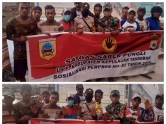 Bhabinkamtibmas Ritabel gandeng Babinsa Sosialisasikan Perpres 87 tahun 2016 kepada warga.