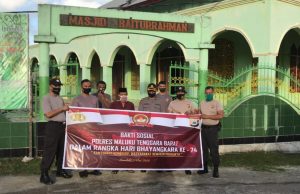 Menyongsong hari Bhayangkara ke – 74, Polres MTB Giat Bhakti Sosial Fisik di Masjid Baitturahman Saumlaki