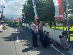 Kapolsek Tanimbar Selatan Pimpin Giat Kurvei dan Pasang umbul – umbul di Mako sambut Hari Bhayangkara ke – 74