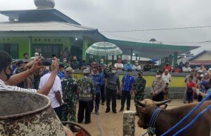 Bhabinkamtibmas Ritabel Amankan Pertemuan dan Penyerahan Hewan Kurban Bupati Kepulauan Tanimbar kepada Umat Muslim di Kota Larat