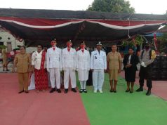Bhabinkamtibmas Matakus Ikuti Upacara Pengibaran Bendera Merah Putih Peringati HUT RI ke-75 Tahun 2020