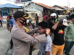 Polres Kepulauan Tanimbar Giat Pembagian Masker dan Kampanye Akbar serentak Protokol Kesehatan Pencegahan Covid-19