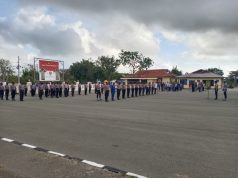 Kabag Ren Polres Kep. Tanimbar Kompol M. Uwaubun Pimpin apel pagi personil