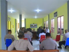 Kapolres Kep. Tanimbar didampingi Waka Polres dan PJU Ikuti Giat Vicon Taklimat awal Wasrik tahap II