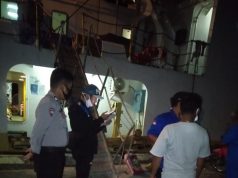 Personil Pos Pol KP3 Polsek Tanimbar Selatan Giat Pengamanan Keberangkatan KM. Sanus 104
