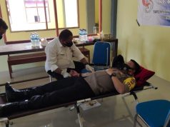 Kapolres Kep. Tanimbar Pimpin Giat Donor Darah personil dalam rangka HUT Lalu Lintas ke-65 tahun 2020.