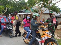 Bhabinkamtibmas, Babinsa dan Sekdes Lermatang Laksanakan Kegiatan Perimbangan Operasi Yustisi Penegakan Hukum Protokol Kesehatan Covid-19
