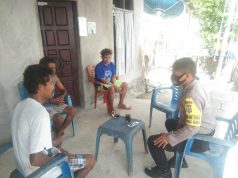 Giat Binluh Adaptasi Kebiasaan Baru dan Prokes Covid-19 Bhabinkamtibmas Sangliat Krawain