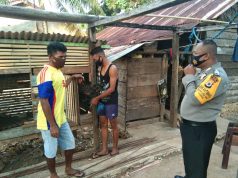 Sambangi Bapak Tommy Naralyawan, Bhabinkamtibmas Desa persiapan Ilngei Barat Sampaikan Pesan 4M