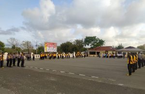 Kabag Sumda Polres Kep. Tanimbar AKP Markus Sallo, S.H., Pimpin Apel pagi perdana dan perkenalkan diri kepada personil