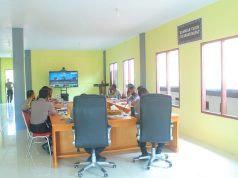 Kapolres Kep. Tanimbar didampingi Waka Polres dan PJU hadiri Giat Vicon Sistem Pelaporan 3M