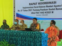 Kapolres Kepulauan Tanimbar hadiri Rakor Implemetasi SE Menag RI tentang Panduan Ibadah Ramadhan dan Idul Fitri 1442 H / 2021 M