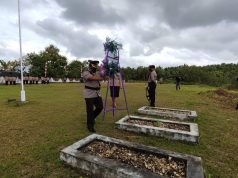 Polres Kepulauan Tanimbar Giat Upacara Ziarah di Makam Pahlawan dalam rangka hari Bhayangkara ke-75 tahun 2021