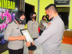 2 Personil Polwan berprestasi raih Piagam Penghargaan Kapolres pada acara Syukuran HUT Polwan ke-73 tahun 2021