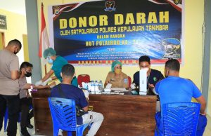 Donor Darah digelar Sat Polairud Polres Tanimbar sambut HUT Airud ke-71 tahun 2021