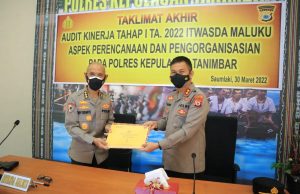 Irwasda Maluku Pimpin Taklimat akhir Audit kinerja tahap I TA. 2022 di Polres Tanimbar