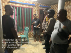 Tingkatkan keamanan, Kanit Binmas Polsek Tanut bersama 3 Pilar Desa Ridool gelar patroli gabungan