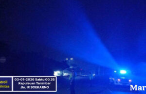 Cegah balap liar dan gangguan Kamtibmas, Sat Lantas Polres Kepulauan Tanimbar gelar patroli blue light hingga dini hari