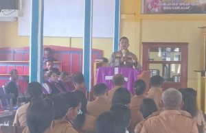 Kapolsek Nirunmas kembali menggelar Mimbar Kamtibmas usai Ibadah buka kerja di Desa Manglusi