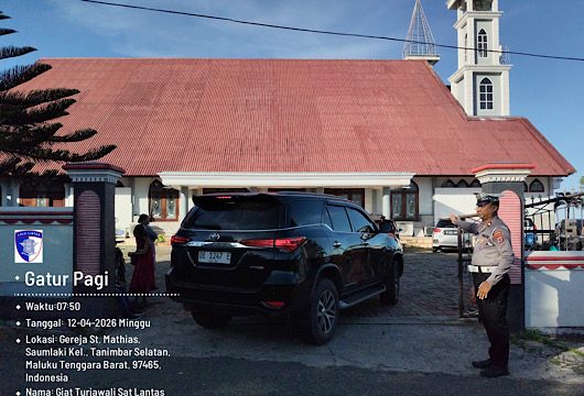 Fokus Kamseltibcarlantas saat Ibadah Minggu, Sat Lantas Polres Kepulauan Tanimbar sasar sejumlah Gereja