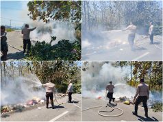 Cepat tanggap, Polsek Tansel berhasil padamkan kebakaran lahan di jalan poros 2 Saumlaki